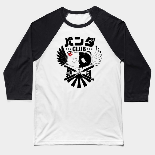 Panda Club Logo Design (Black) Baseball T-Shirt by PandaPawPaw